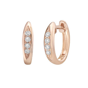 0.10 Carat Diamond Huggie Earrings 14K Rose Gold