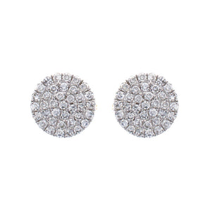 Diamond Pave Disc Stud Earrings 14K White Gold