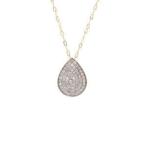 Pave Diamond Teardrop Pendant 14K Yellow Gold