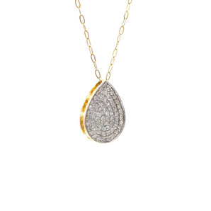 Pave Diamond Teardrop Pendant 14K Yellow Gold