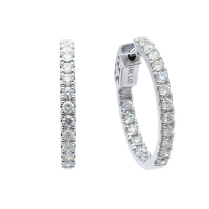 1.05 CTW Diamond Inside-Outside Hoops 14K White Gold