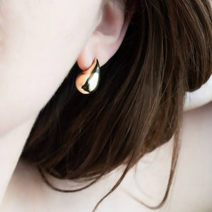 Chunky Raindrop Earrings 14K Yellow Gold