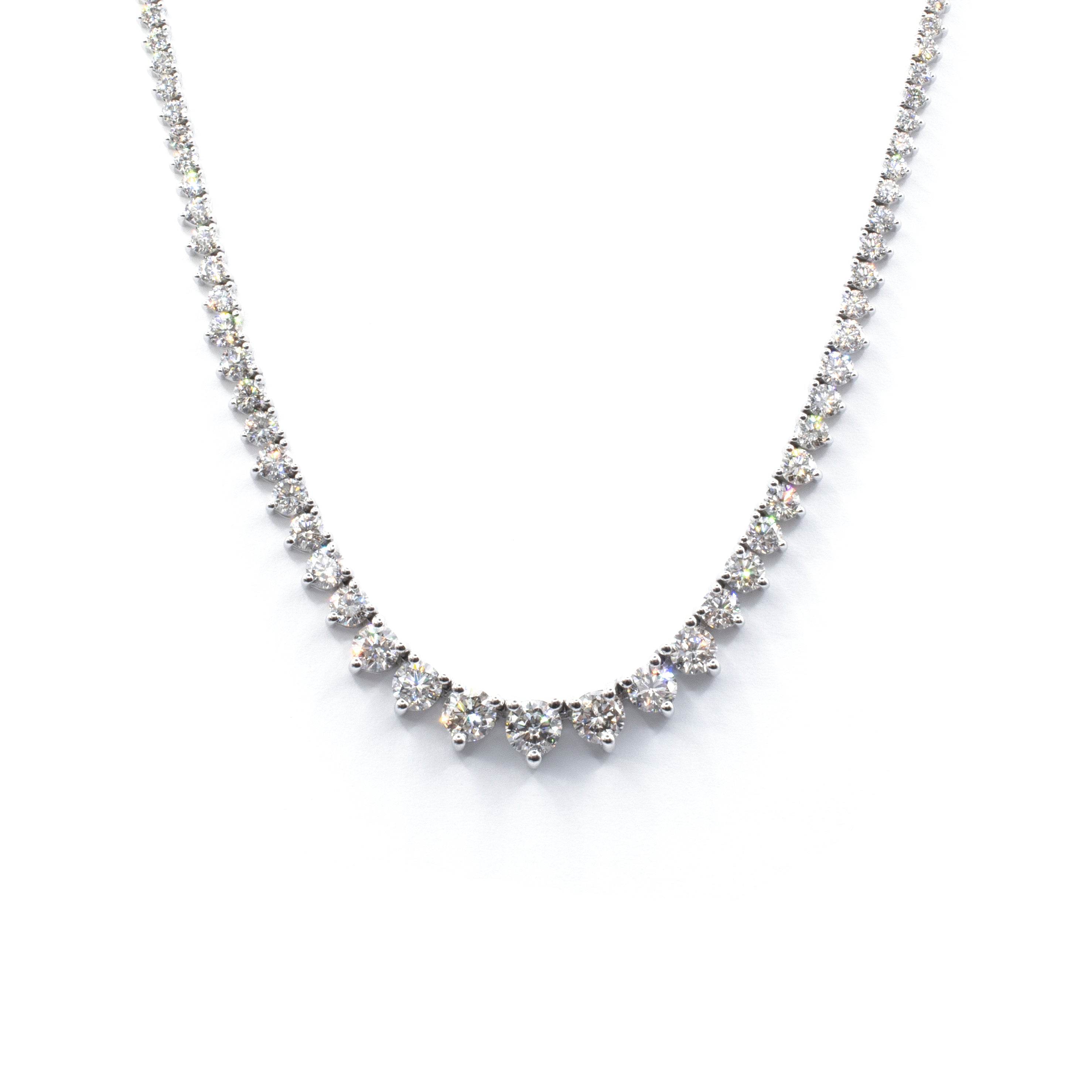 6.57 CTW Diamond Graduated Tennis Necklace 14KW