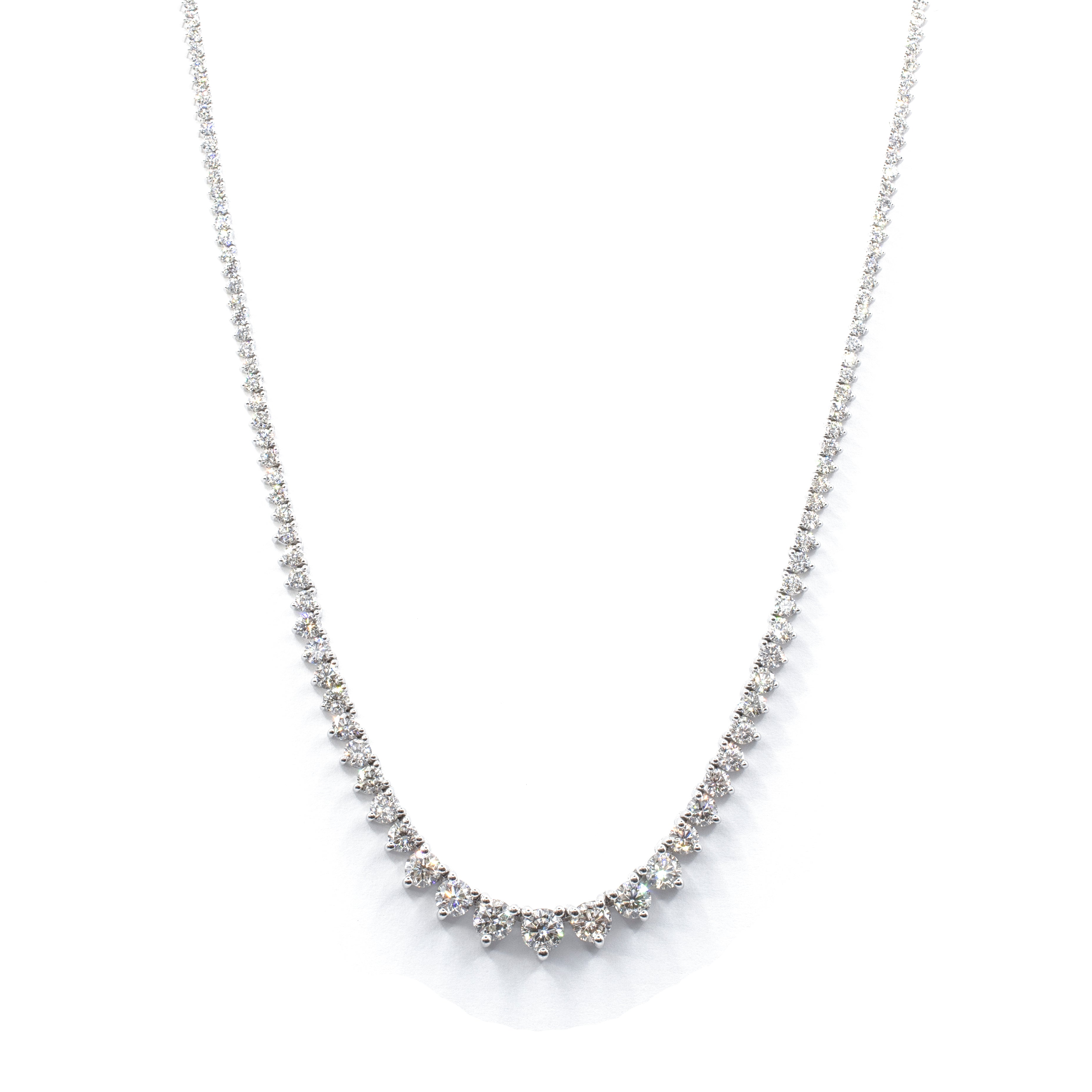 6.57 CTW Diamond Graduated Tennis Necklace 14KW