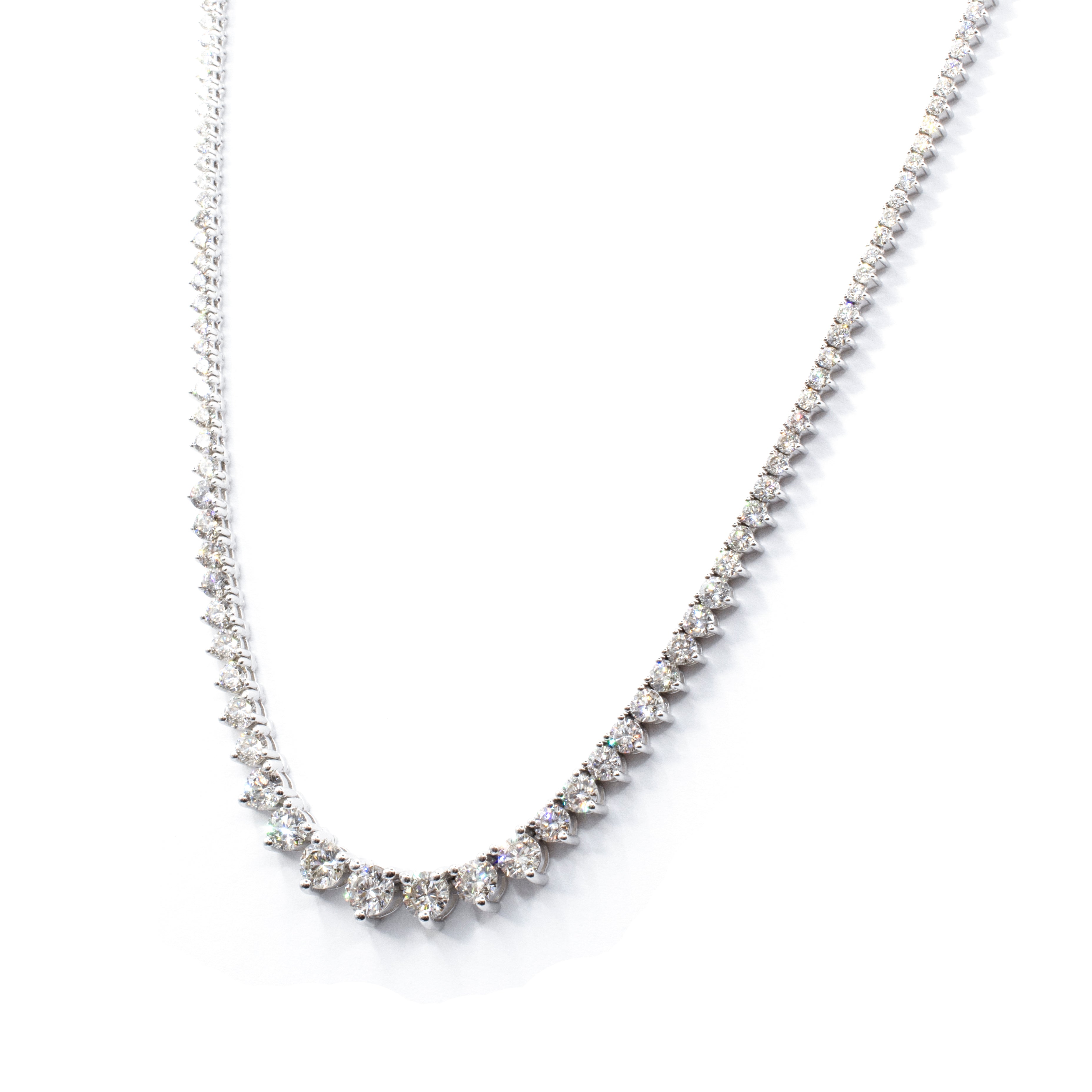 6.57 CTW Diamond Graduated Tennis Necklace 14KW