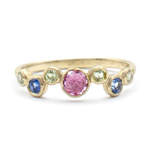 Multicolor Sapphire Confetti Ring 18K Yellow Gold