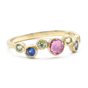 Multicolor Sapphire Confetti Ring 18K Yellow Gold