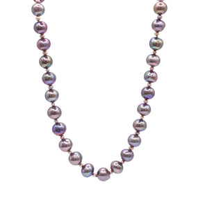 Purple Edison Pearl Strand with Blush Seed Pearls 14K White Gold