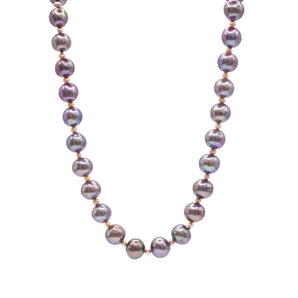 Purple Edison Pearl Strand with Blush Seed Pearls 14K Yellow Gold