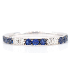 Sapphire and Diamond Alternating Half-Eternity Band 14K White Gold
