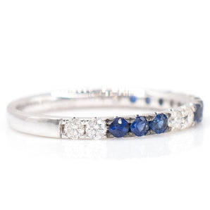 Sapphire and Diamond Alternating Half-Eternity Band 14K White Gold