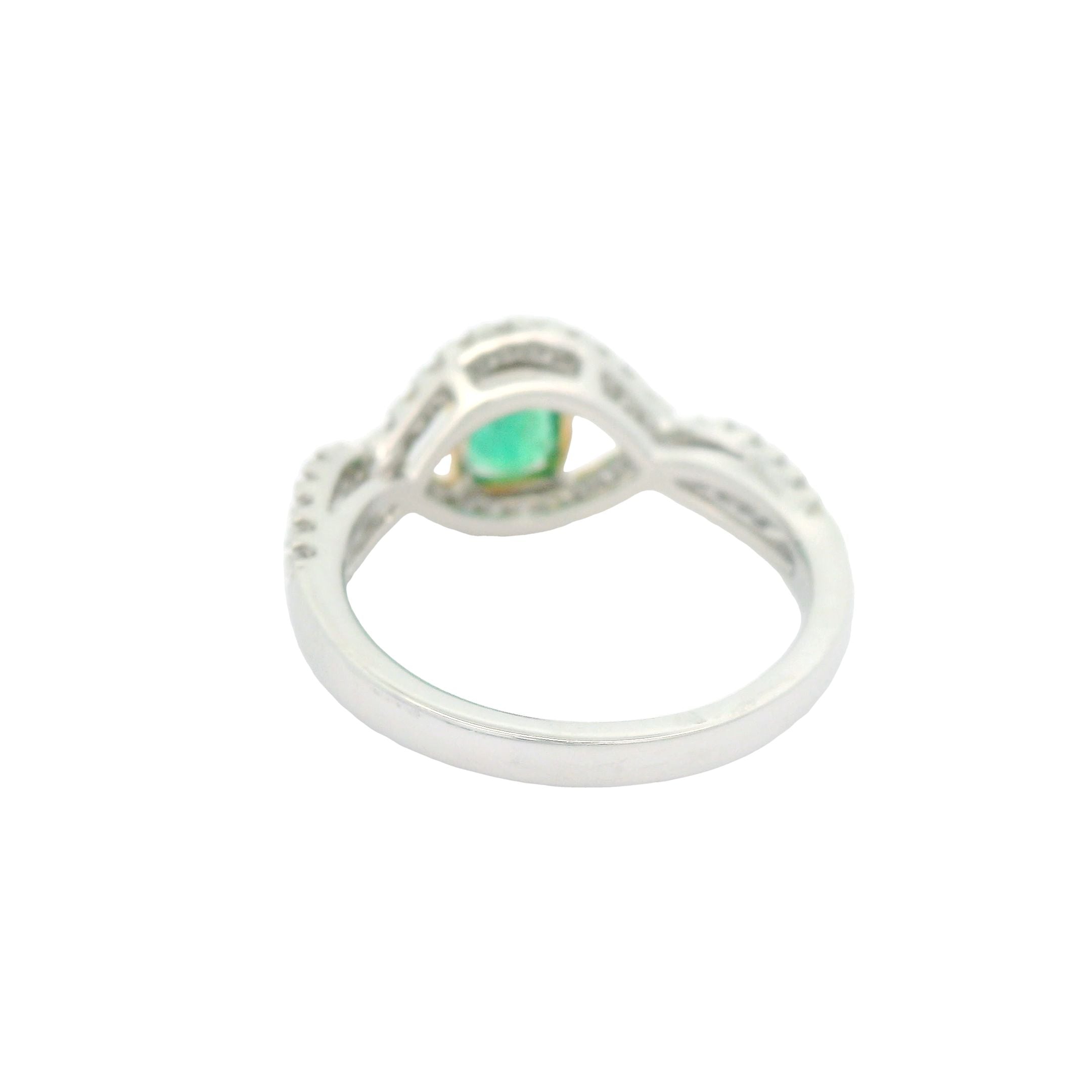 Two Tone Emerald and Diamond Ring 18KYW