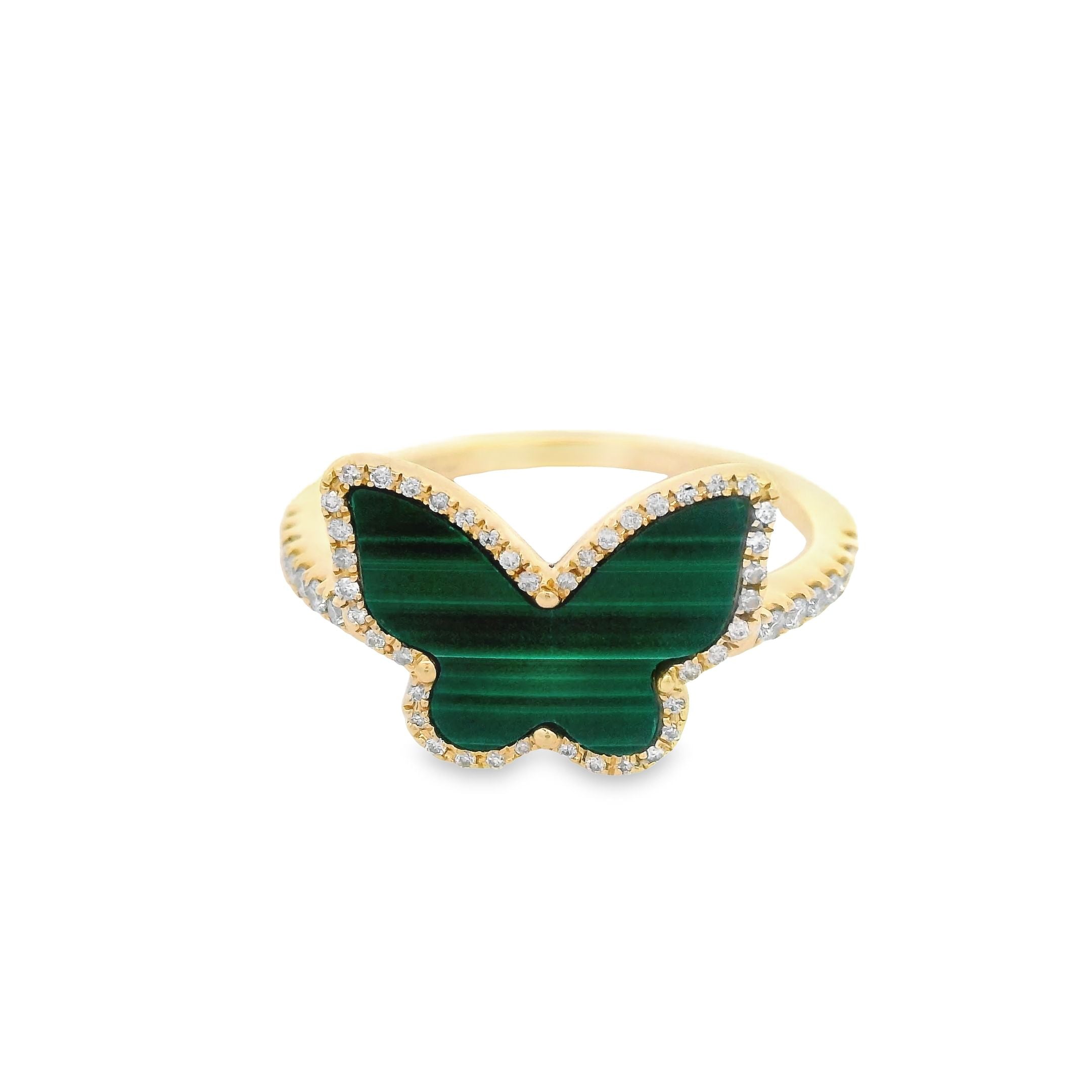 Butterfly Malachite and Diamond Ring