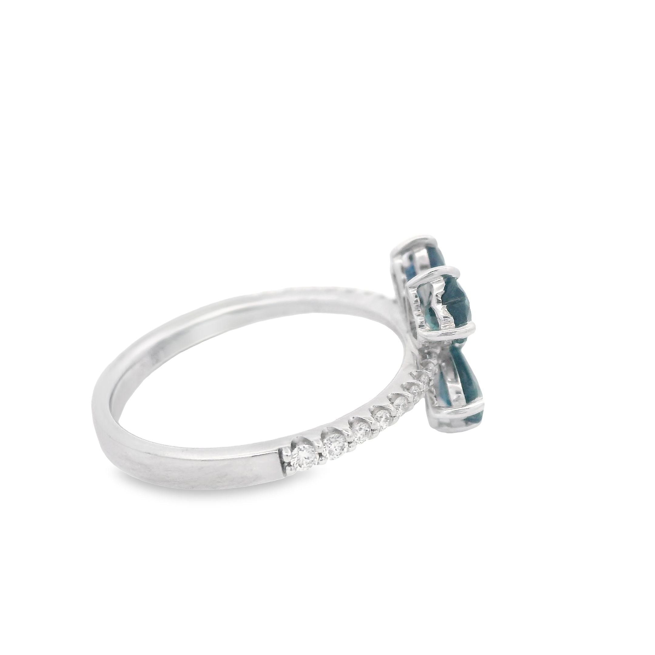 Flower Sapphire and Diamond Ring 14KW