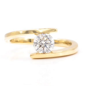 0.78 Carat Round Diamond Bypass Engagement Ring 14K Yellow Gold
