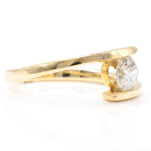 0.78 Carat Round Diamond Bypass Engagement Ring 14K Yellow Gold