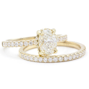 1 CT Oval Diamond Bridal Set 14K Yellow Gold