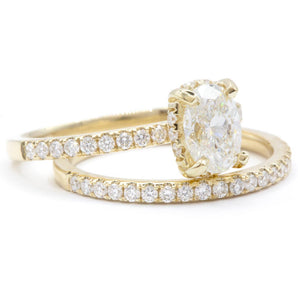 1 CT Oval Diamond Bridal Set 14K Yellow Gold