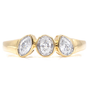 0.34 Carat Multi-Shape Diamond Bezel Ring 14K Yellow Gold