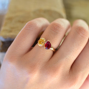 "Moi Et Toi" Fancy Yellow Diamond & Ruby 18K Yellow Gold