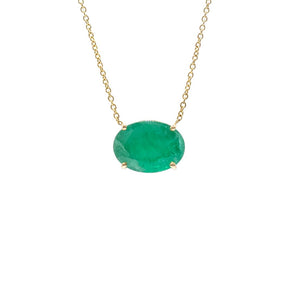 2.80 CT Oval Emerald Pendant 14K Yellow Gold