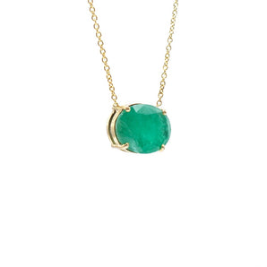 2.80 CT Oval Emerald Pendant 14K Yellow Gold