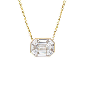 Octagonal Diamond Cluster Pendant 14K Yellow Gold