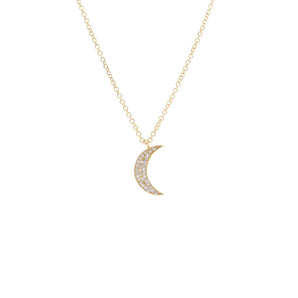 Diamond Crescent Moon Pendant 14KY