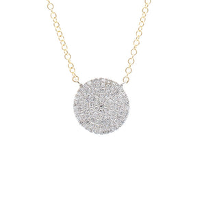 Pave Diamond Medium Disc Pendant 14K Yellow & White Gold