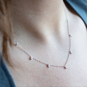 0.38 Carat Diamond Droplet Necklace 14K White Gold