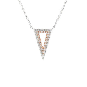 Diamond Triangle Pendant 14K White and Rose Gold