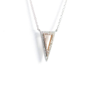 Diamond Triangle Pendant 14K White and Rose Gold