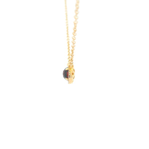 Garnet and Diamond Pendant Necklace 14K Yellow Gold