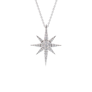 Diamond Starburst Pendant 14K White Gold