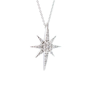 Diamond Starburst Pendant 14K White Gold