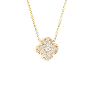 Pave Diamond Clover Pendant 14K Yellow Gold