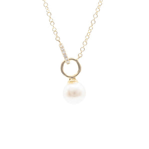 Freshwater Pearl and Diamond Petite Pendant 14K Yellow Gold