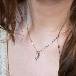 Diamond Feather Pendant 14K White Gold