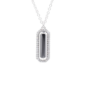 Rectangular Diamond Pendant Necklace 14K White Gold