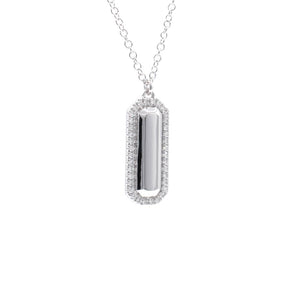 Rectangular Diamond Pendant Necklace 14K White Gold
