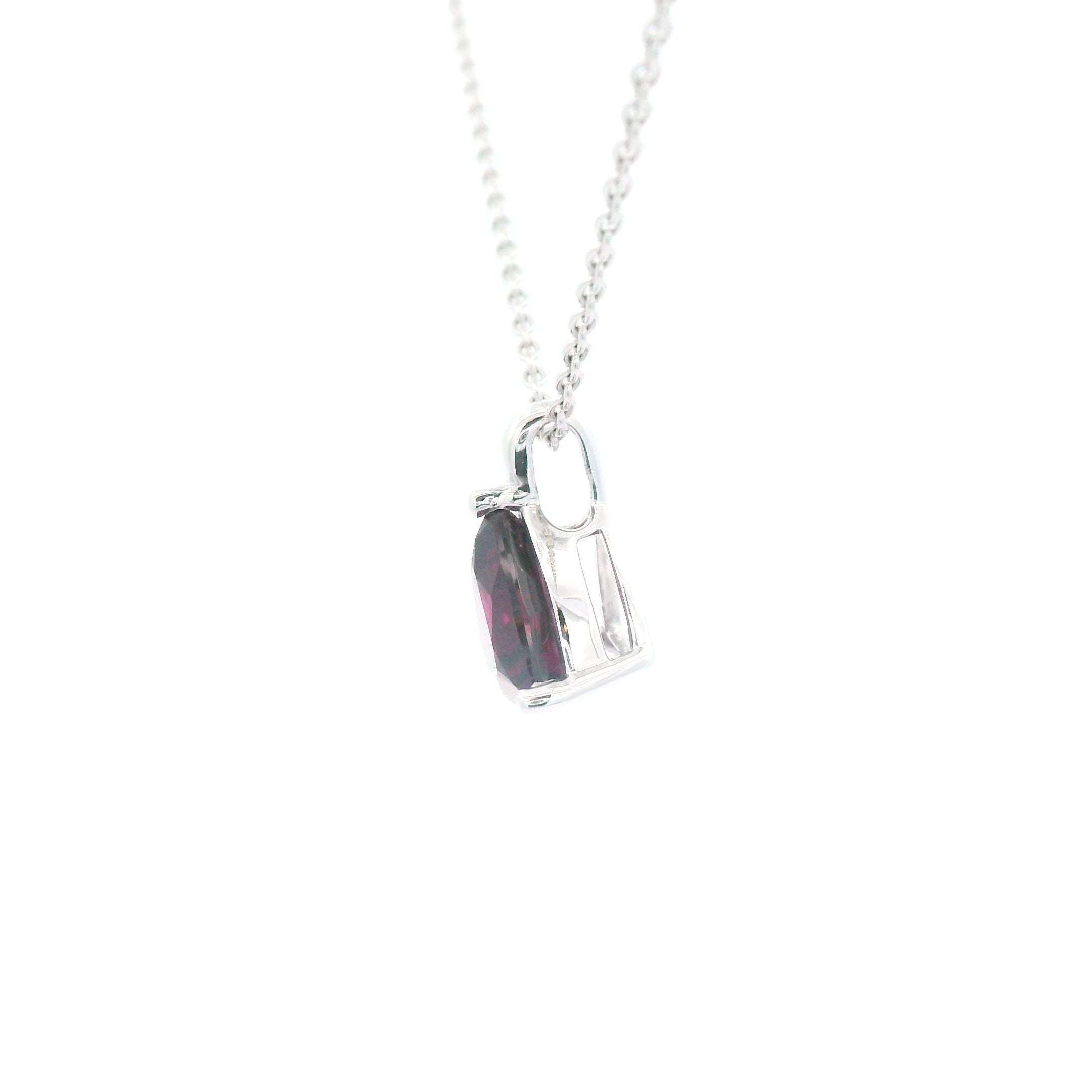 Rhodolite Garnet Pendant Necklace 14KW