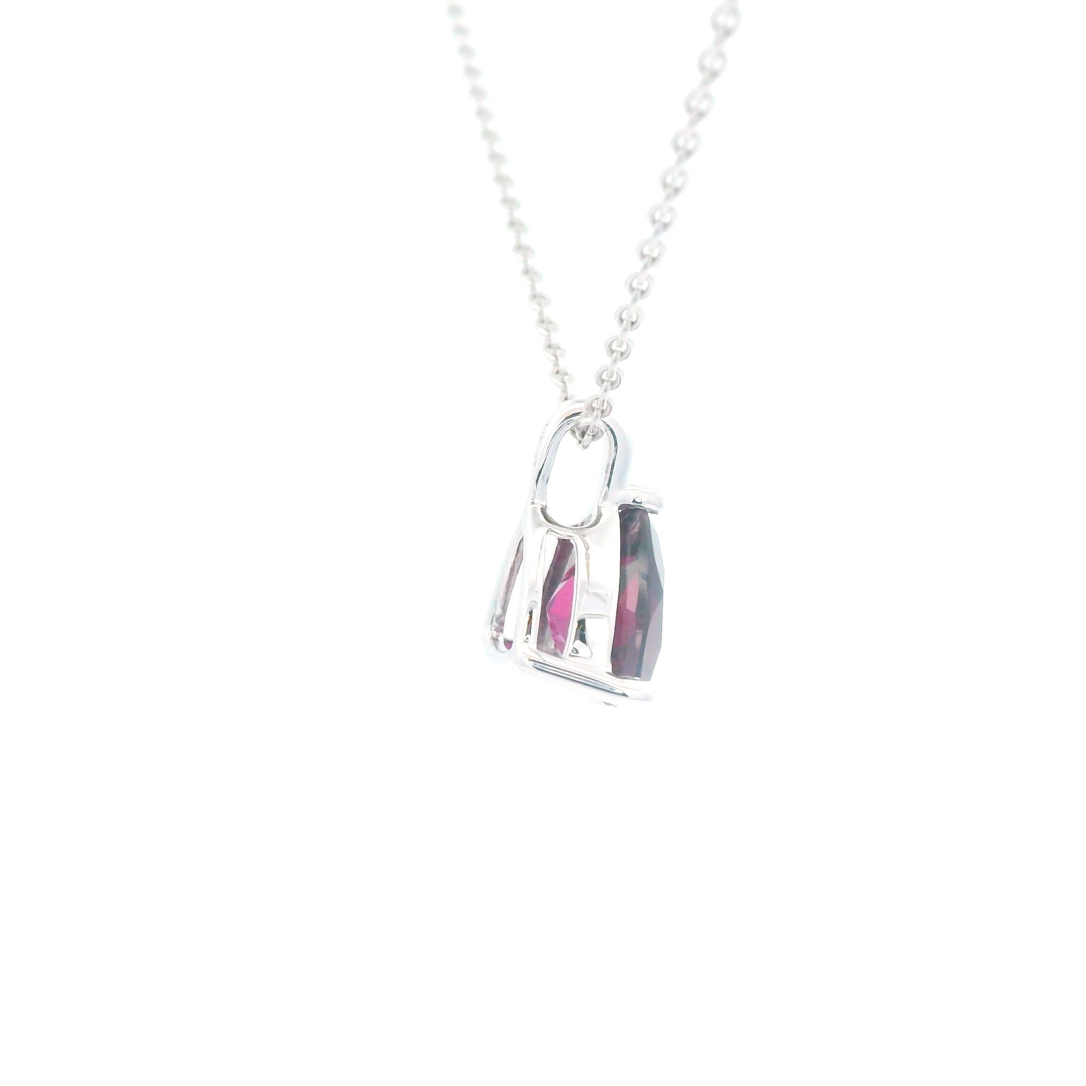 Rhodolite Garnet Pendant Necklace 14KW