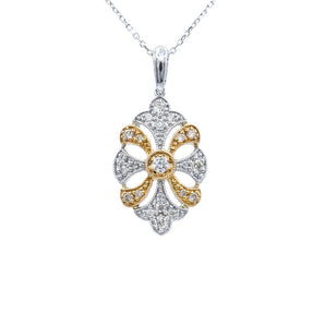 0.33 Carat Diamond Vintage-Inspired Two Tone Pendant 14K Gold