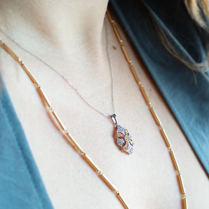 0.33 Carat Diamond Vintage-Inspired Two Tone Pendant 14K Gold
