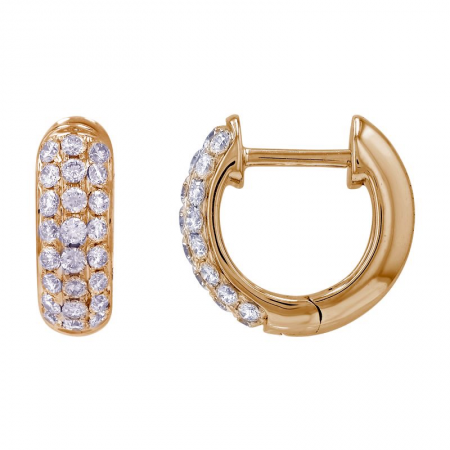 0.55 CTW Rose Gold Pave Diamond Domed Huggie Earrings