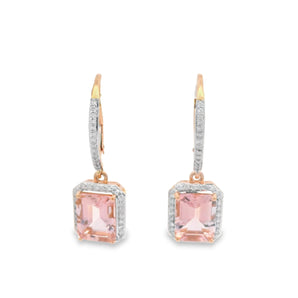 Morganite and Diamond Earrings 14K Rose Gold