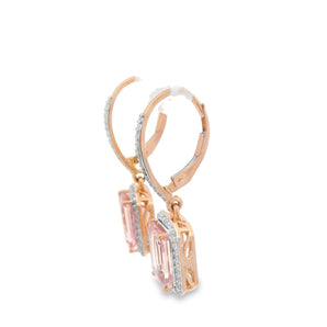 Morganite and Diamond Earrings 14K Rose Gold