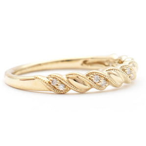 Diamond Twist Patterned Wedding Band 14K Yellow Gold