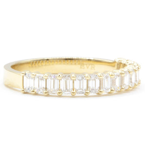 Emerald Shape Diamond Half Eternity Wedding Band 14K Yellow Gold