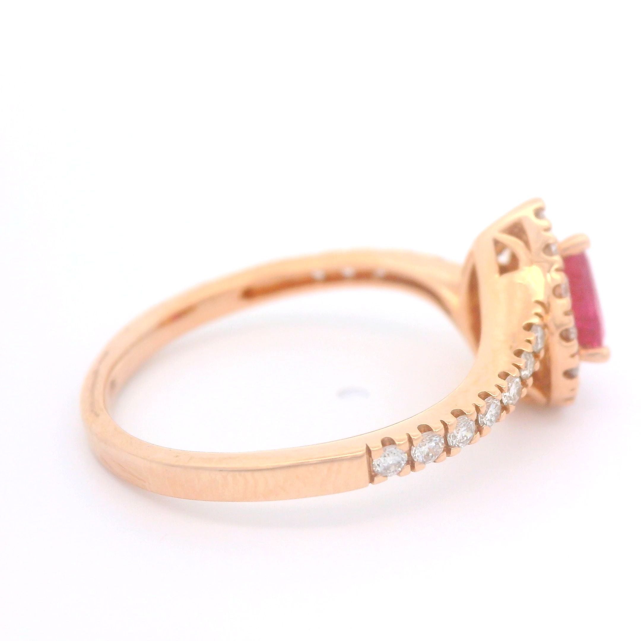 Pear Shaped Ruby and Diamond Ring 14KR